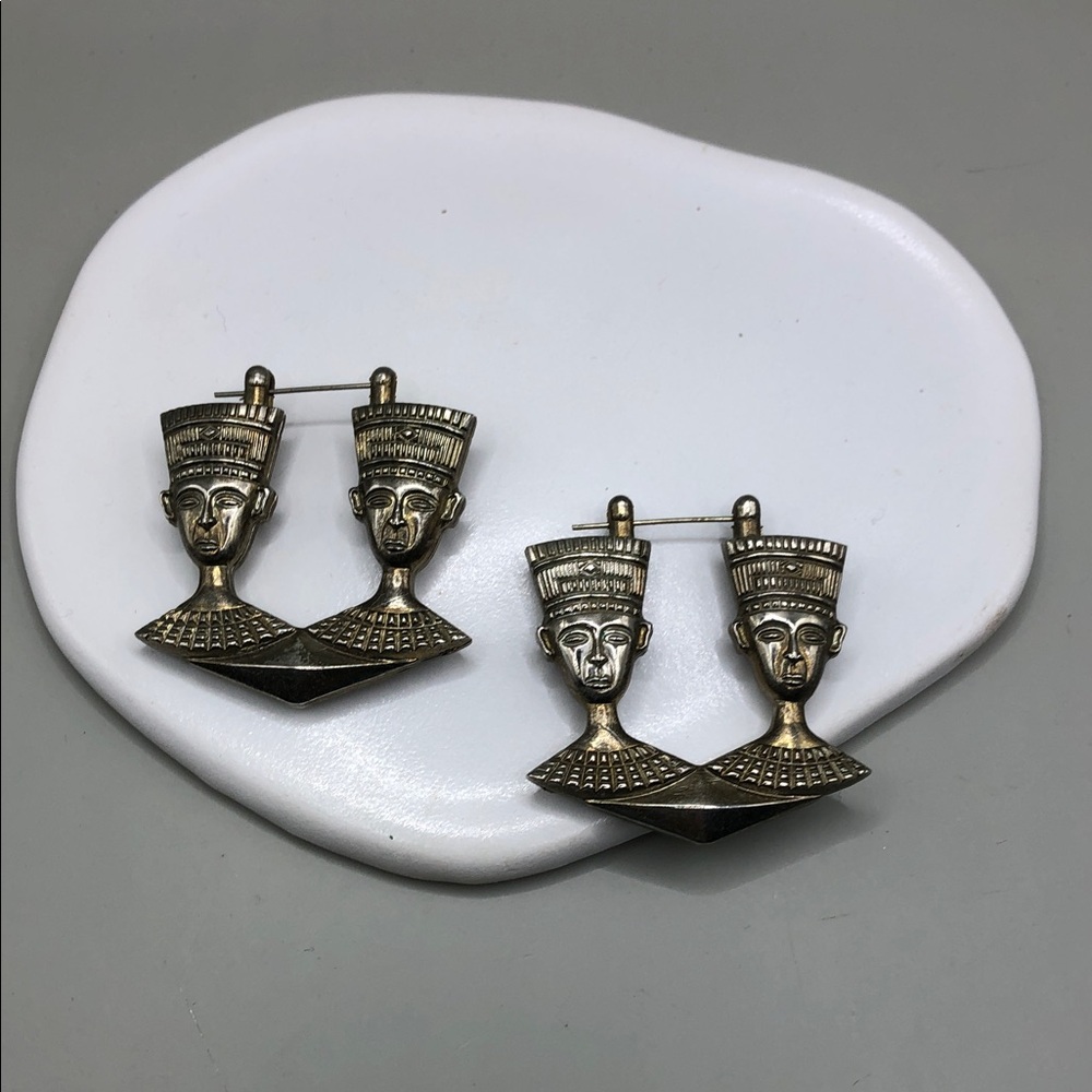 Egyptian Revival Pharaoh Hoop Style Earrings Statement Lightweight